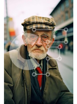 Intra Συλλεκτικό Ξύλινο Παζλ Plywood  4mm - Ηλικιωμένος άνδρας που κάθεται στο πεζοδρόμιο Σε Ξύλινο Κουτί - Διαστάσεις Puzzle: 10x10 cm – 25 κομμάτια