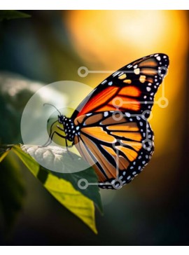 Intra Συλλεκτικό Ξύλινο Παζλ Plywood  4mm - Πεταλούδα Monarch στο φύλλο βελανιδιάς Σε Ξύλινο Κουτί - Διαστάσεις: 10x10 cm – 25 κομμάτια