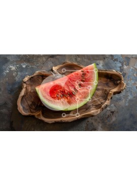 Σετ των 2 Intra Συλλεκτικό Ξύλινο Παζλ Plywood  4mm - Φέτα καρπούζι σε ξύλινο πιάτο Σε Ξύλινο Κουτί - Διαστάσεις: 10x10 cm – 25 κομμάτια
