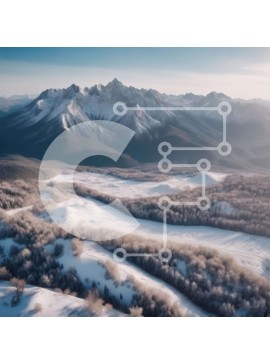 Intra Συλλεκτικό Ξύλινο Παζλ Plywood  4mm - Εναέρια άποψη της χιονισμένης οροσειράς με την άγρια ​​ζωή Σε Ξύλινο Κουτί - Διαστάσεις: 10x10 cm – 25 κομμάτια