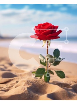 Intra Συλλεκτικό Ξύλινο Παζλ Plywood  4mm - Single Red Rose by the Beach Σε Ξύλινο Κουτί - Διαστάσεις: 10x10 cm – 25 κομμάτια