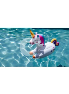 Intra Συλλεκτικό Ξύλινο Παζλ Plywood  4mm - Φουσκωτό σε σχήμα μονόκερου στην πισίνα Σε Ξύλινο Κουτί - Διαστάσεις Puzzle: 10x10 cm – 25 κομμάτια