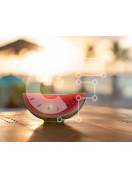 Σετ των 2 Intra Συλλεκτικό Ξύλινο Παζλ Plywood  4mm - Φρέσκια φέτα καρπούζι σε υπαίθριο τραπέζι Σε Ξύλινο Κουτί - Διαστάσεις: 10x10 cm – 25 κομμάτια