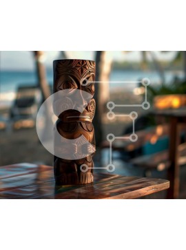 Intra Συλλεκτικό Ξύλινο Παζλ Plywood  4mm - Ξύλινο άγαλμα Tiki κοντά στην παραλία Σε Ξύλινο Κουτί - Διαστάσεις Puzzle: 10x10 cm – 25 κομμάτια