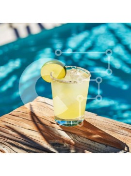 Σετ των 2 Intra Συλλεκτικό Ξύλινο Παζλ Plywood  4mm - Μαργαρίτα με λάιμ δίπλα στην πισίνα Σε Ξύλινο Κουτί - Διαστάσεις: 10x10 cm – 25 κομμάτια