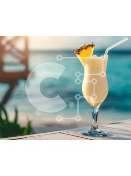 Σετ των 2 Intra Συλλεκτικό Ξύλινο Παζλ Plywood  4mm - Milkshake με ανανά δίπλα στον ωκεανό Σε Ξύλινο Κουτί - Διαστάσεις: 10x10 cm – 25 κομμάτια