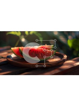 Σετ των 2 Intra Συλλεκτικό Ξύλινο Παζλ Plywood  4mm - Φρέσκες φέτες καρπούζι σε ξύλινο πιάτο Σε Ξύλινο Κουτί - Διαστάσεις: 10x10 cm – 25 κομμάτια