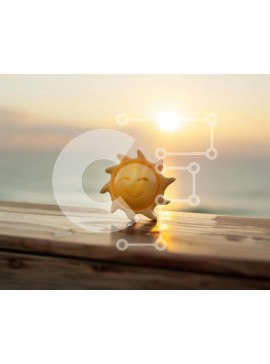 Intra Συλλεκτικό Ξύλινο Παζλ Plywood  4mm - Παιχνίδι ήλιος σε ξύλινο τραπέζι με φόντο ωκεανό Σε Ξύλινο Κουτί - Διαστάσεις: 10x10 cm – 25 κομμάτια