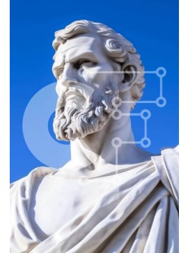 Intra Συλλεκτικό Ξύλινο Παζλ Plywood  4mm - Άγαλμα του Σωκράτη με γένια και μακριά μαλλιά στο γαλάζιο του ουρανού Σε Ξύλινο Κουτί - Διαστάσεις Puzzle: 10x10 cm – 25 κομμάτια