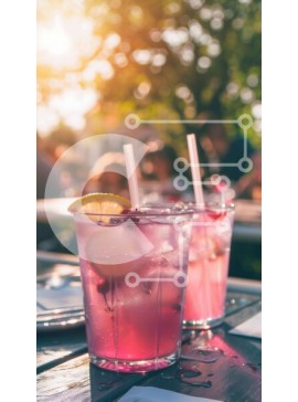 Intra Συλλεκτικό Ξύλινο Παζλ Plywood  4mm - Εξωτερική τραπεζαρία με ροζ ποτά Σε Ξύλινο Κουτί - Διαστάσεις: 10x10 cm – 25 κομμάτια