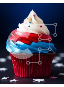 Σετ των 2 Intra Συλλεκτικό Ξύλινο Παζλ Plywood  4mm - Πατριωτικό Cupcake με Κόκκινο, Λευκό και Μπλε γλάσο Σε Ξύλινο Κουτί - Διαστάσεις: 10x10 cm – 25 κομμάτια