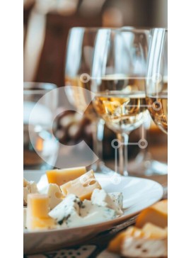 Intra Συλλεκτικό Ξύλινο Παζλ Plywood  4mm - Επίδειξη τυριού και κρασιού σε λευκό πιάτο Σε Ξύλινο Κουτί - Διαστάσεις: 10x10 cm – 25 κομμάτια