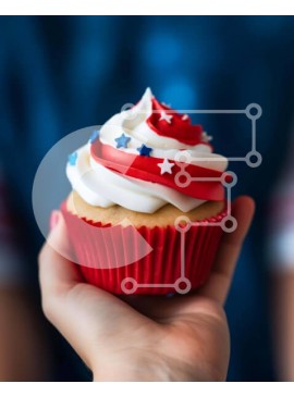 Σετ των 2 Intra Συλλεκτικό Ξύλινο Παζλ Plywood  4mm - Cupcake 4ης Ιουλίου με Κόκκινο, Λευκό και Μπλε γλάσο Σε Ξύλινο Κουτί - Διαστάσεις: 10x10 cm – 25 κομμάτια