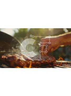 Σετ των 2 Intra Συλλεκτικό Ξύλινο Παζλ Plywood  4mm - Άτομο που ψήνει μπριζόλα σε υπαίθριο μπάρμπεκιου Σε Ξύλινο Κουτί - Διαστάσεις: 10x10 cm – 25 κομμάτια