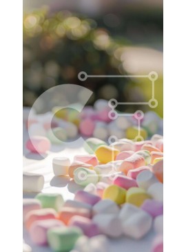 Intra Συλλεκτικό Ξύλινο Παζλ Plywood  4mm - Πολύχρωμα Marshmallows σε λευκό τραπέζι Σε Ξύλινο Κουτί - Διαστάσεις Puzzle: 10x10 cm – 25 κομμάτια