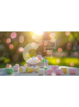 Σετ των 2 Intra Συλλεκτικό Ξύλινο Παζλ Plywood  4mm - Πολύχρωμα Marshmallows σε ένα λευκό μπολ Σε Ξύλινο Κουτί - Διαστάσεις: 10x10 cm – 25 κομμάτια