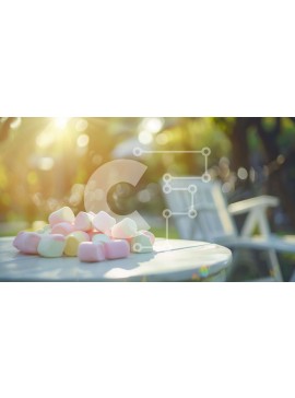 Intra Συλλεκτικό Ξύλινο Παζλ Plywood  4mm - Marshmallows σε ένα λευκό τραπέζι στη φύση Σε Ξύλινο Κουτί - Διαστάσεις: 10x10 cm – 25 κομμάτια