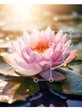 Intra Συλλεκτικό Ξύλινο Παζλ Plywood  4mm - Ροζ νούφαρο στη διακοσμητική λίμνη Σε Ξύλινο Κουτί - Διαστάσεις: 10x10 cm – 25 κομμάτια