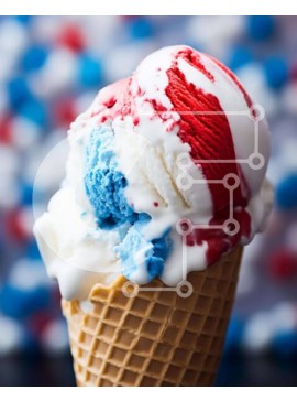 Σετ των 2 Intra Συλλεκτικό Ξύλινο Παζλ Plywood  4mm - Πατριωτικό κόκκινο, λευκό και μπλε παγωτό σε χωνάκι βάφλας Σε Ξύλινο Κουτί - Διαστάσεις: 10x10 cm – 25 κομμάτια