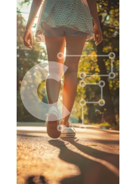 Intra Συλλεκτικό Ξύλινο Παζλ Plywood  4mm - Γυναίκα που περπατά με εκτεταμένα πόδια και λευκά αθλητικά παπούτσια Σε Ξύλινο Κουτί - Διαστάσεις Puzzle: 10x10 cm – 25 κομμάτια