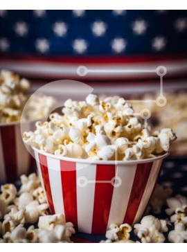 Σετ των 2 Intra Συλλεκτικό Ξύλινο Παζλ Plywood  4mm - Πατριωτικά μπολ ποπ κορν με φόντο αμερικανικής σημαίας Σε Ξύλινο Κουτί - Διαστάσεις: 10x10 cm – 25 κομμάτια