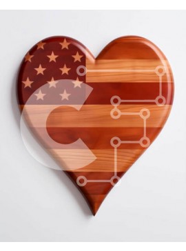 Intra Συλλεκτικό Ξύλινο Παζλ Plywood  4mm - Ξύλινη αμερικανική σημαία σε σχήμα καρδιάς σε λευκό φόντο Σε Ξύλινο Κουτί - Διαστάσεις Puzzle: 10x10 cm – 25 κομμάτια