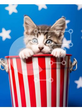 Σετ των 2 Intra Συλλεκτικό Ξύλινο Παζλ Plywood  4mm - Περίεργο γατάκι στον πατριωτικό κουβά Σε Ξύλινο Κουτί - Διαστάσεις: 10x10 cm – 25 κομμάτια