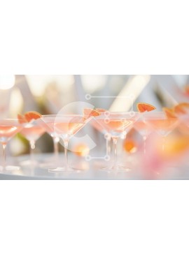 Σετ των 2 Intra Συλλεκτικό Ξύλινο Παζλ Plywood  4mm - Ροζ ποτήρια Martini με φέτες πορτοκαλιού Σε Ξύλινο Κουτί - Διαστάσεις: 10x10 cm – 25 κομμάτια