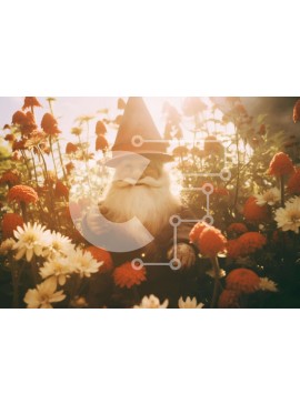 Intra Συλλεκτικό Ξύλινο Παζλ Plywood  4mm - Gnome ανάμεσα σε ανθισμένα λουλούδια Σε Ξύλινο Κουτί - Διαστάσεις: 10x10 cm – 25 κομμάτια