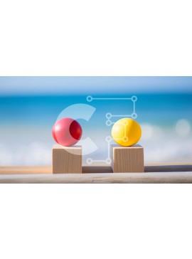 Intra Συλλεκτικό Ξύλινο Παζλ Plywood  4mm - Δύο κόκκινα και κίτρινα πασχαλινά αυγά δίπλα στον ωκεανό Σε Ξύλινο Κουτί - Διαστάσεις Puzzle: 10x10 cm – 25 κομμάτια