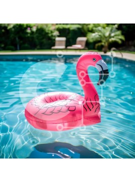 Intra Συλλεκτικό Ξύλινο Παζλ Plywood  4mm - Ροζ Flamingo που επιπλέει στην πισίνα Σε Ξύλινο Κουτί - Διαστάσεις: 10x10 cm – 25 κομμάτια