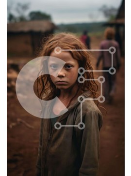 Intra Συλλεκτικό Ξύλινο Παζλ Plywood  4mm - Νεαρό κορίτσι με κόκκινα μαλλιά σε ένα κοινοτικό περιβάλλον Σε Ξύλινο Κουτί - Διαστάσεις Puzzle: 10x10 cm – 25 κομμάτια