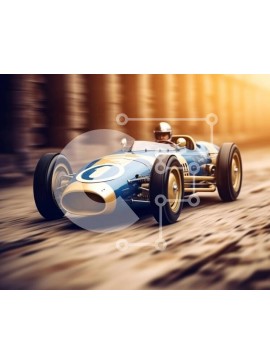 Intra Συλλεκτικό Ξύλινο Παζλ Plywood  4mm - Vintage αγωνιστικό αυτοκίνητο που οδηγεί σε ασφαλτοστρωμένους δρόμους Σε Ξύλινο Κουτί - Διαστάσεις Puzzle: 10x10 cm – 25 κομμάτια