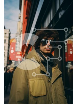 Intra Συλλεκτικό Ξύλινο Παζλ Plywood  4mm - Άτομο που στέκεται στην αστική οδό με τα σημάδια Σε Ξύλινο Κουτί - Διαστάσεις Puzzle: 10x10 cm – 25 κομμάτια