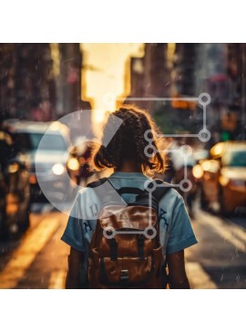 Intra Συλλεκτικό Ξύλινο Παζλ Plywood  4mm - Γυναίκα που περπατά στη βροχή με το σακίδιο πλάτης Σε Ξύλινο Κουτί - Διαστάσεις Puzzle: 10x10 cm – 25 κομμάτια