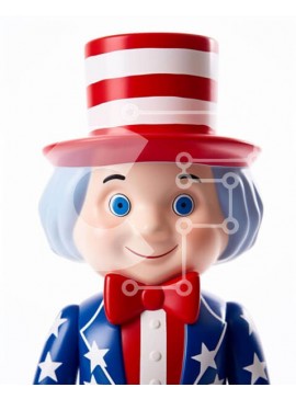 Intra Συλλεκτικό Ξύλινο Παζλ Plywood  4mm - Χαρούμενη φιγούρα παιχνιδιών με ενδυμασία Uncle Sam Σε Ξύλινο Κουτί - Διαστάσεις Puzzle: 10x10 cm – 25 κομμάτια