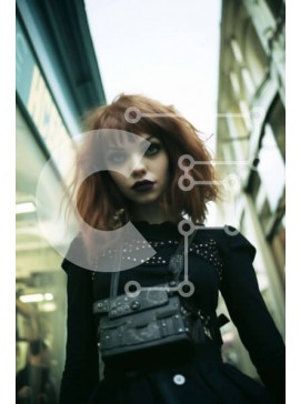 Intra Συλλεκτικό Ξύλινο Παζλ Plywood  4mm - Νεαρή γυναίκα στην αστική οδό Σε Ξύλινο Κουτί - Διαστάσεις Puzzle: 10x10 cm – 25 κομμάτια