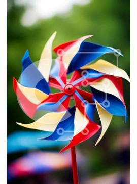 Intra Συλλεκτικό Ξύλινο Παζλ Plywood  4mm - Πολύχρωμο pinwheel στην ομπρέλα Σε Ξύλινο Κουτί - Διαστάσεις Puzzle: 10x10 cm – 25 κομμάτια