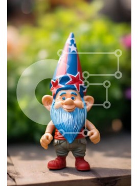 Intra Συλλεκτικό Ξύλινο Παζλ Plywood  4mm - Toy Gnome σε κόκκινο, λευκό και μπλε με αστέρια Σε Ξύλινο Κουτί - Διαστάσεις Puzzle: 10x10 cm – 25 κομμάτια