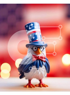 Intra Συλλεκτικό Ξύλινο Παζλ Plywood  4mm - Ειδώλιο αετού με πατριωτική ενδυμασία για τους εορτασμούς της 4ης Ιουλίου Σε Ξύλινο Κουτί - Διαστάσεις Puzzle: 10x10 cm – 25 κομμάτια