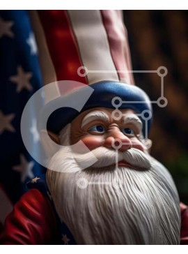 Intra Συλλεκτικό Ξύλινο Παζλ Plywood  4mm - Άγαλμα του θείου Άγιου Βασίλη μπροστά από την αμερικανική σημαία Σε Ξύλινο Κουτί - Διαστάσεις Puzzle: 10x10 cm – 25 κομμάτια