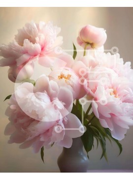 Intra Συλλεκτικό Ξύλινο Παζλ Plywood  4mm - Λευκό βάζο με ροζ παιώνιες και τριαντάφυλλα Σε Ξύλινο Κουτί - Διαστάσεις Puzzle: 10x10 cm – 25 κομμάτια