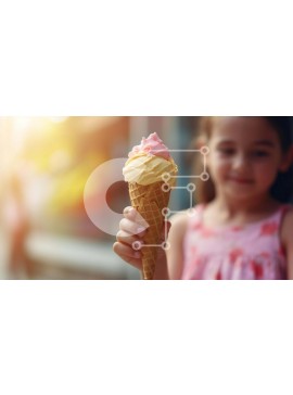 Intra Συλλεκτικό Ξύλινο Παζλ Plywood  4mm - Νεαρό κορίτσι με χωνάκι παγωτού σε εξωτερικούς χώρους Σε Ξύλινο Κουτί - Διαστάσεις Puzzle: 10x10 cm – 25 κομμάτια