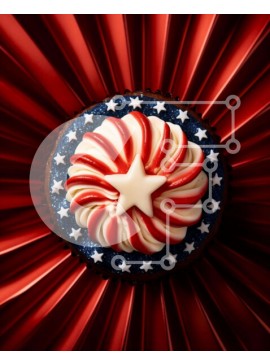 Σετ των 2 Intra Συλλεκτικό Ξύλινο Παζλ Plywood  4mm - Πατριωτικό Cupcake με διακόσμηση αστεριών Σε Ξύλινο Κουτί - Διαστάσεις: 10x10 cm – 25 κομμάτια