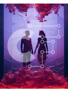 Intra Συλλεκτικό Ξύλινο Παζλ Plywood  4mm - Σιλουέτα ενός ζευγαριού σε ένα γυάλινο κουτί Σε Ξύλινο Κουτί - Διαστάσεις Puzzle: 10x10 cm – 25 κομμάτια