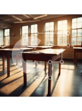 Intra Συλλεκτικό Ξύλινο Παζλ Plywood  4mm - Άδεια τάξη με θρανία και καρέκλες Σε Ξύλινο Κουτί - Διαστάσεις Puzzle: 10x10 cm – 25 κομμάτια