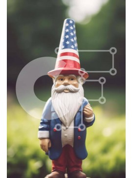 Intra Συλλεκτικό Ξύλινο Παζλ Plywood  4mm - Πατριωτικό στοιχειό με καπέλο αμερικανικής σημαίας στον κήπο Σε Ξύλινο Κουτί - Διαστάσεις Puzzle: 10x10 cm – 25 κομμάτια