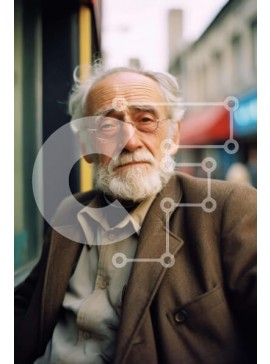 Intra Συλλεκτικό Ξύλινο Παζλ Plywood  4mm - Ηλικιωμένος άνδρας σε αστικό περιβάλλον Σε Ξύλινο Κουτί - Διαστάσεις Puzzle: 10x10 cm – 25 κομμάτια