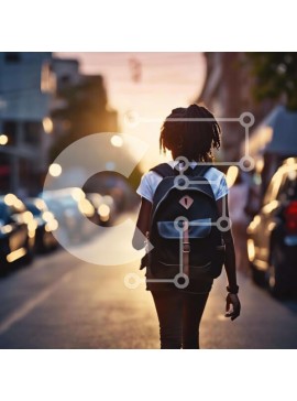 Intra Συλλεκτικό Ξύλινο Παζλ Plywood  4mm - Νεαρή γυναίκα που περπατά με το σακίδιο πλάτης Σε Ξύλινο Κουτί - Διαστάσεις Puzzle: 10x10 cm – 25 κομμάτια