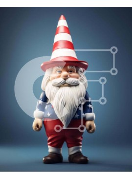 Intra Συλλεκτικό Ξύλινο Παζλ Plywood  4mm - Πατριωτικό παιχνίδι Gnome με πουκάμισο και καπέλο με αμερικανική σημαία Σε Ξύλινο Κουτί - Διαστάσεις Puzzle: 10x10 cm – 25 κομμάτια